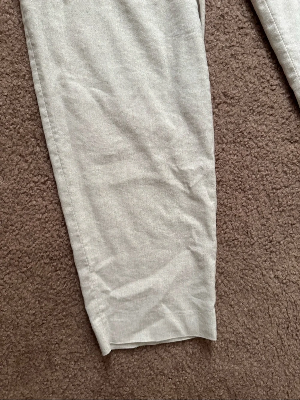 Zara Women’s Casual Drawstring Linen Pants - Light Beige